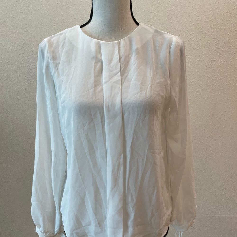 SHEIN White Bow Tie Long Sleeve Blouse